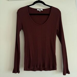 FRAME Burgundy Ribbed Long Sleeve Top